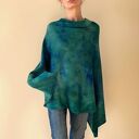 Ponczo z wełny merino morskie