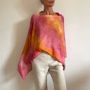 Narzutka lniana róż&pomarańcz