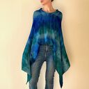 Narzutka z wełny merino blue&green