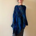 Ponczo z wełny merino granat&szary