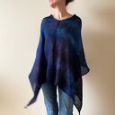 Narzutka bawełniana niebieski&bakłażan