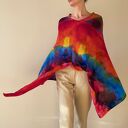 Ponczo z wełny merino "tęczowe"