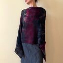 Ponczo z wełny merino amarant&szary