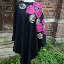 Poncho damskie w uniwersalnym rozmiarze 95/55 cm - filcowa aplikacja Ruda Klara