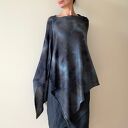 Ponczo z wełny merino szary&bury