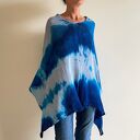 Narzutka bawełniana Blue&Gray - ręcznie barwione poncho Anna Damzyn