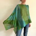 Lniane ponczo turkus&oliwka