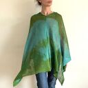 Lniane ponczo turkus&oliwka