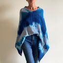 Narzutka bawełniana Blue&Gray - ręcznie barwione poncho Anna Damzyn