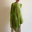 Lniana narzutka - poncho tunika w ciepłej zieleni z lnu (handmade)