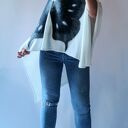 Ponczo wełną zdobione filcowane - ecru poncho handmade