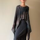 Ponczo z wełny merino brown&gray