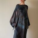 Ponczo z wełny merino brown&gray