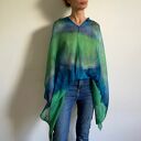 narzutka lniana zieleń&niebieski