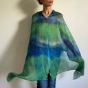 narzutka lniana zieleń&niebieski