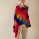 Ponczo z wełny merino "tęczowe"