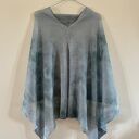 Narzutka lniana w szarościach - poncho oversize damskie