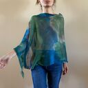 Lniana narzutka-poncho w kolorze morza z 100% lnu (handmade)