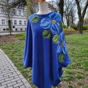 Poncho granatowy wełniane rudaklara