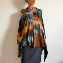 Unikatowe ponczo z wełny merino grafit&rudy