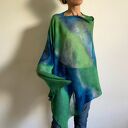 narzutka lniana zieleń&niebieski