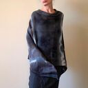 Narzutka z wełny merino grafit z jasnym