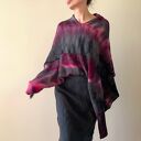 Ponczo wełniane z baby alpaki róż&szary