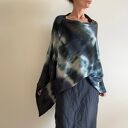 Eleganckie ponczo z wełny merino biel&grafit'II