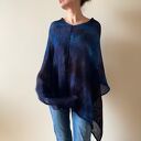 Narzutka bawełniana niebieski&bakłażan