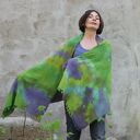 Unikatowy bawełniany szal zielono fioletowy