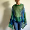 narzutka lniana zieleń&niebieski