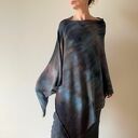 Ponczo z wełny merino brown&gray