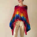 Ponczo z wełny merino "tęczowe"