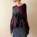 Ponczo z wełny merino amarant&szary