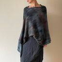 Ponczo z wełny merino brown&gray