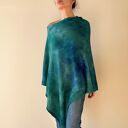 Ponczo z wełny merino morskie