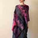 Ponczo wełniane z baby alpaki róż&szary