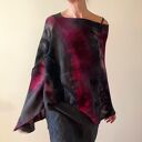 Ponczo z wełny merino amarant&szary