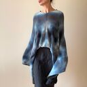 Ponczo z wełny merino w odcieniu gołębim