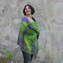 Unikatowy bawełniany szal zielono fioletowy