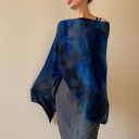 Ponczo z wełny merino granat&szary