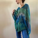 Lniana narzutka-poncho w kolorze morza z 100% lnu (handmade)