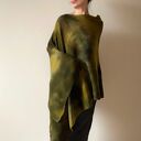 Narzutka z wełny merino khaki i musztarda - unikatowe ponczo handmade