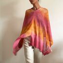 Narzutka lniana róż&pomarańcz