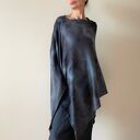 Ponczo z wełny merino szary&bury