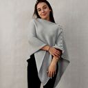 Ponczo z warkoczem w kolorze szarym