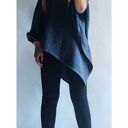 Klasyczne damskie ponczo - narzutka sweter puszyste w jeans melanż
