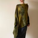 Narzutka z wełny merino khaki&musztarda