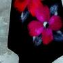 poncho: kwiaty klasyczne czarne ponczo