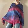 Lniane ponczo blue&red - narzutka poncho len